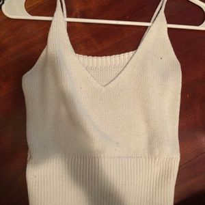 Brandy Melville White Knot Crop Tank
